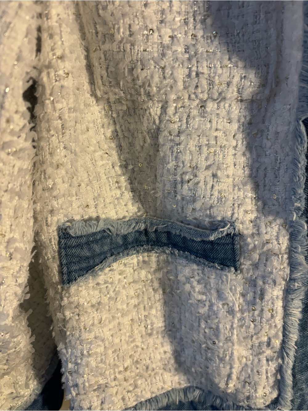 Nanette Lepore White Bouclé Jacket with Denim Trim - Picture 4 of 7